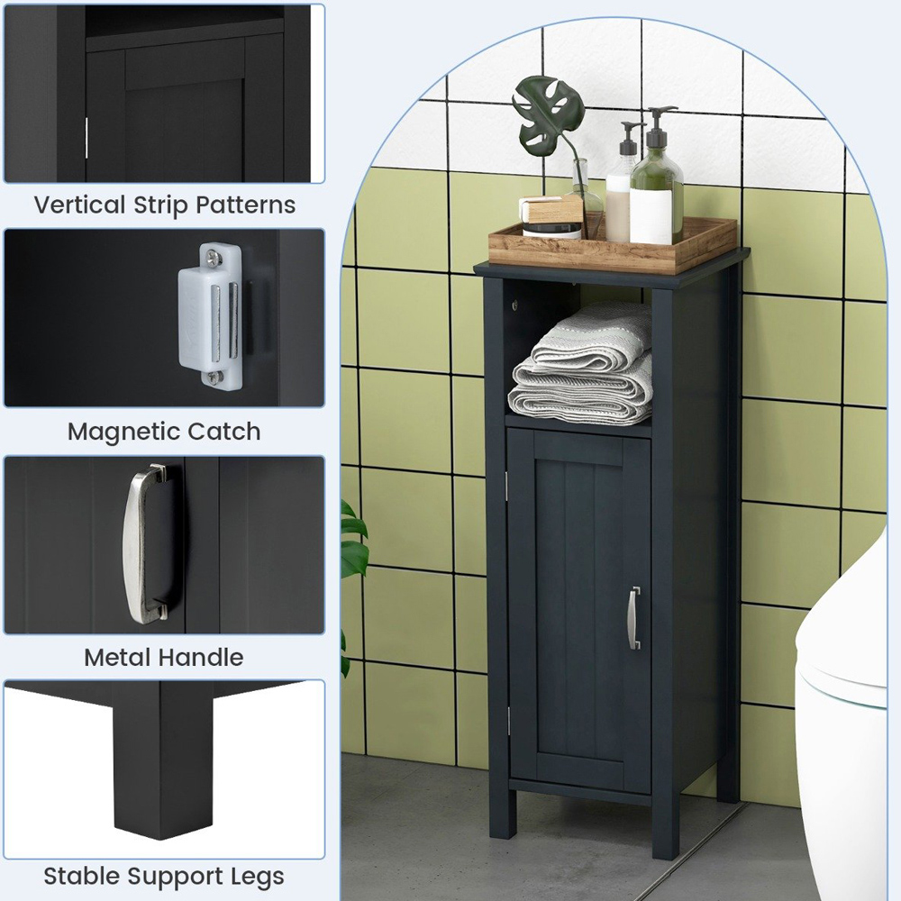 Costway Single Door Single Shelf Black Narrow Freestanding Cabinet Image 6