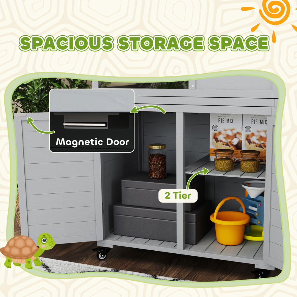 PawHut Tortoise House with Storage Cabinet Image 5