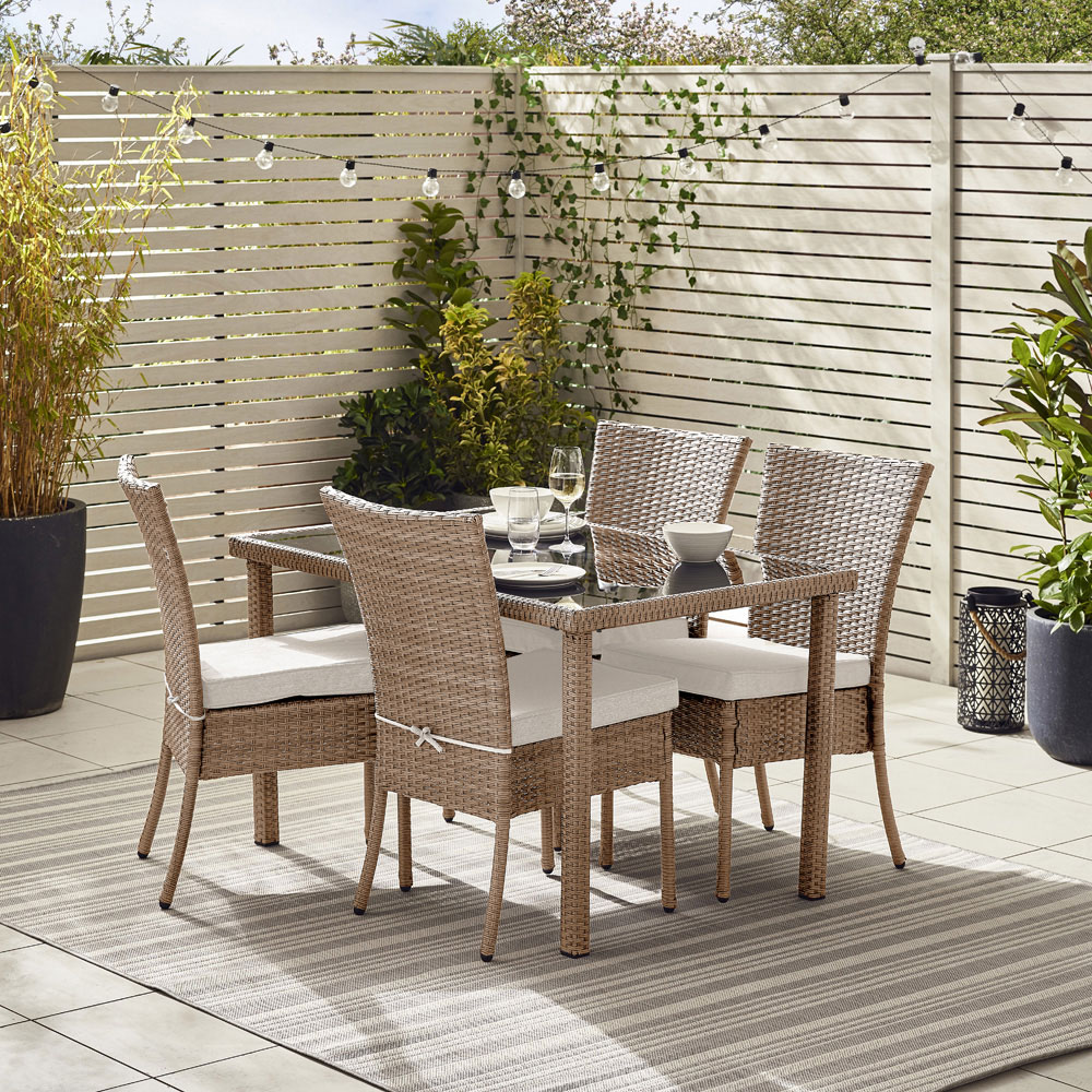 Furniturebox Java 4 Seater Brown Rattan Garden Dining Set Light Image 8