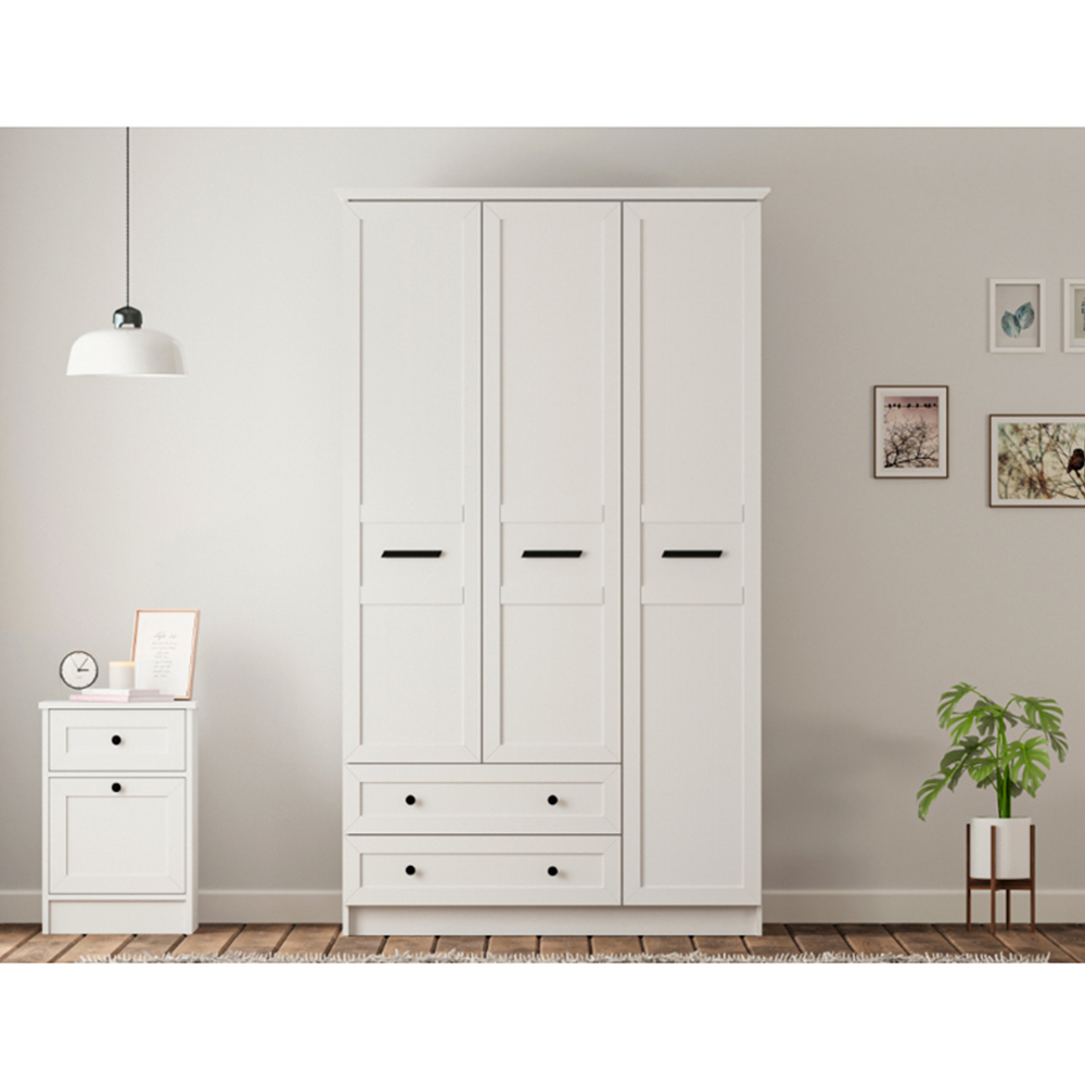 Evu DAISY 3 Doors 2 Drawers White Wardrobe Image 4
