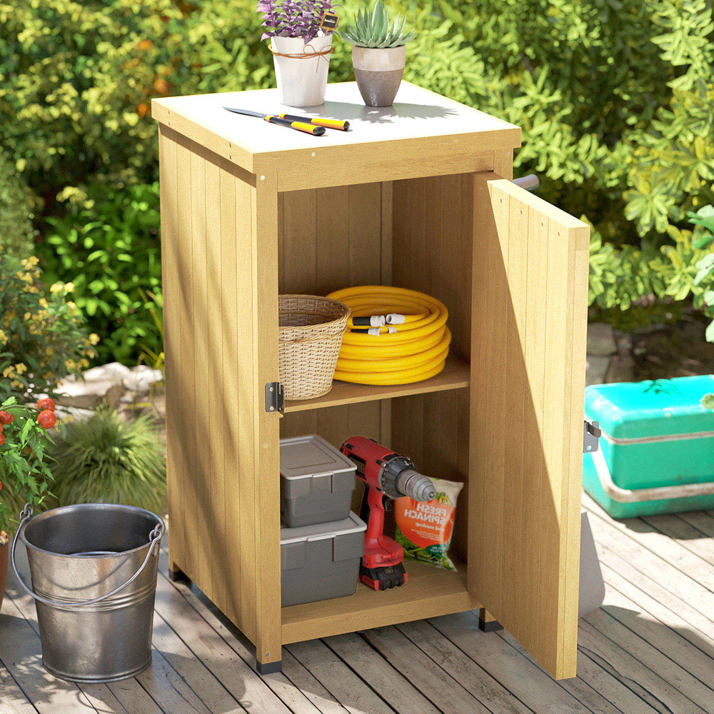 Outsunny 1.4 x 14ft Single Door Brown Wooden Garden Shed Image 7