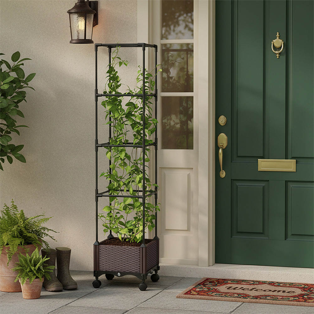 Living and Home Rolling Raised Garden Bed with Trellis 129cm Image 2