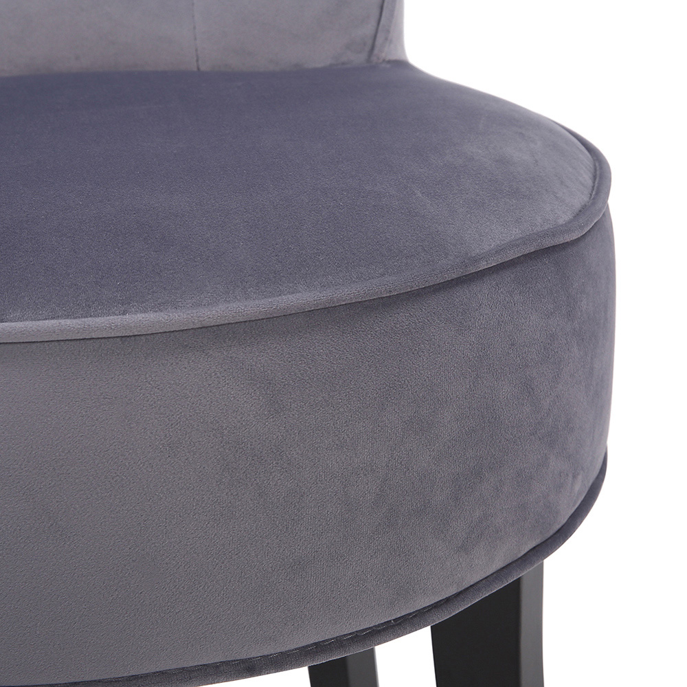 Living and Home Grey Velvet Vanity Stool Image 4