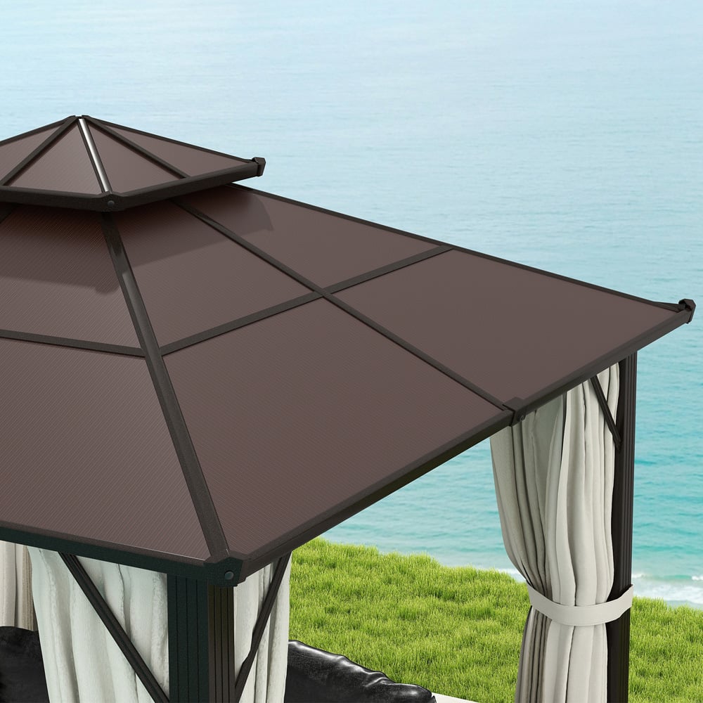 Outsunny 3 x 3m Beige Aluminium Frame Polycarbonate Hard Top Gazebo Image 3