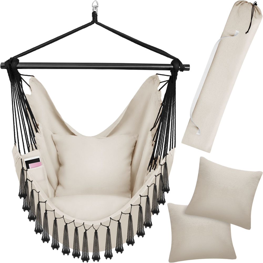 tectake Malika Beige Hanging Chair 150kg Image 2