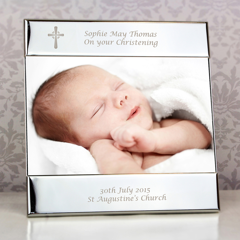 Personalised Memento Personalised Silver Cross Photo Frame 6 x 4cm Image 2