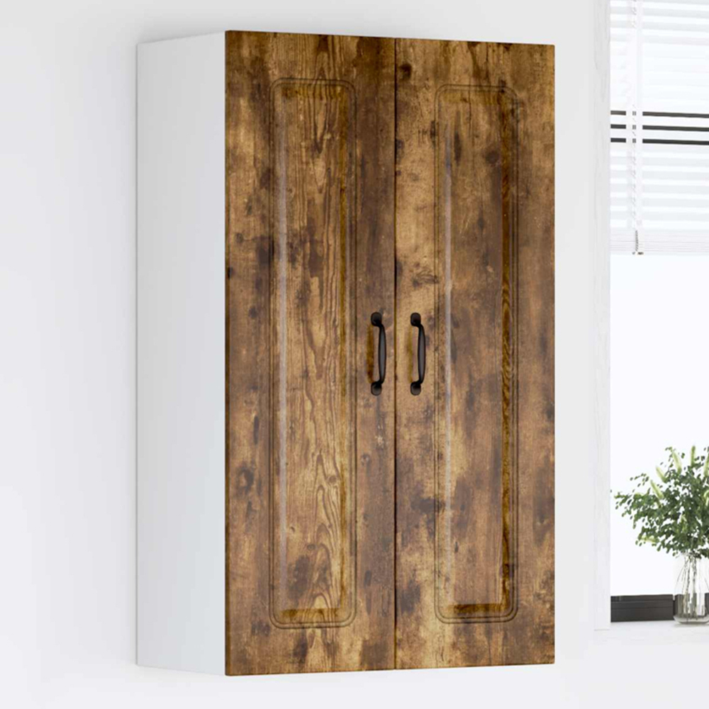vidaXL 2 Door Smoked Oak Kitchen Wall Cabinet Image 1