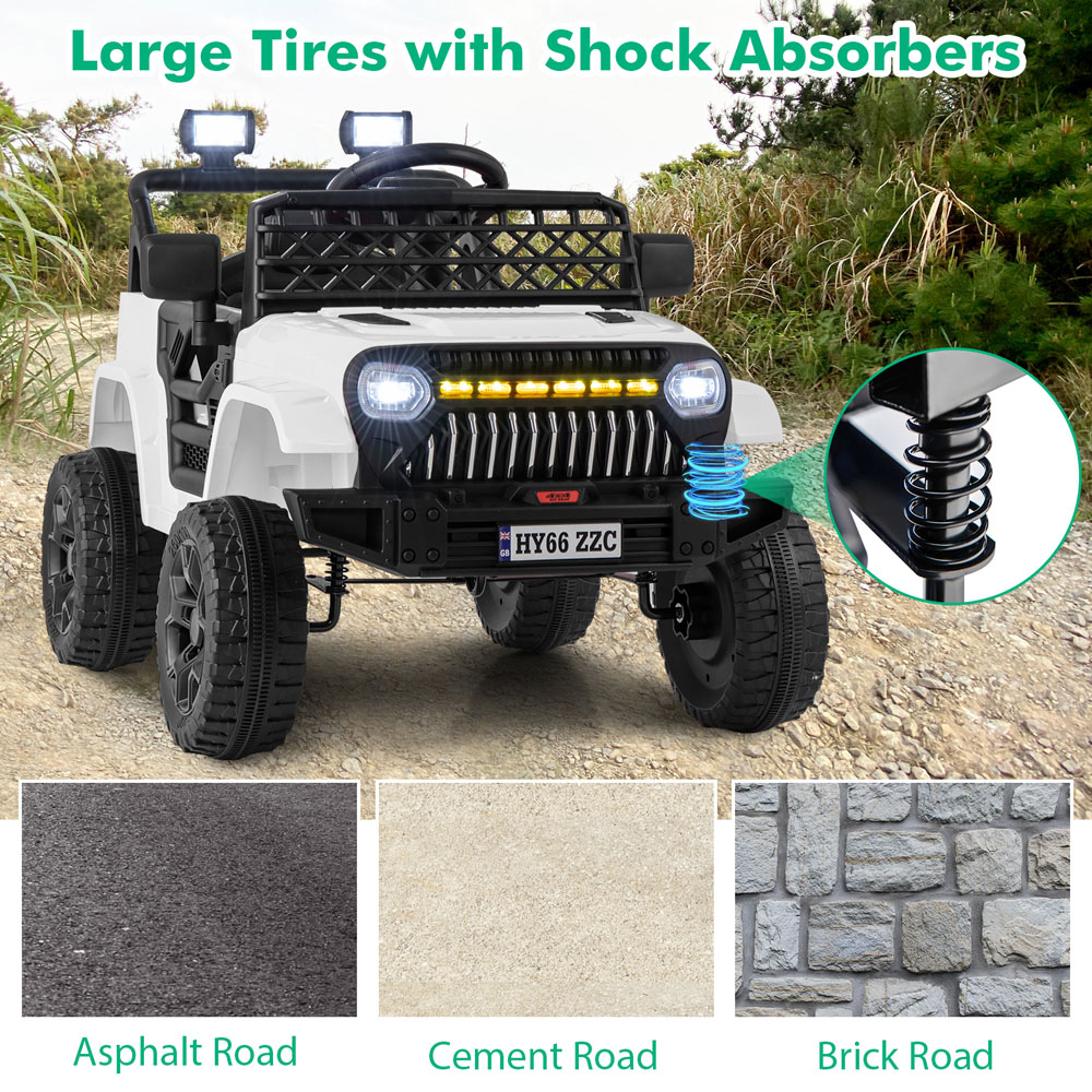 Costway Kids White Ride On Truck with Remote Control and LED lights 12V Image 5