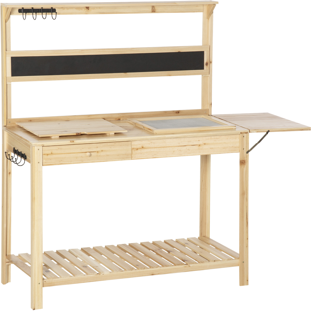 Outsunny Single Drawer Wooden Potting Table with Clapboard Image 1