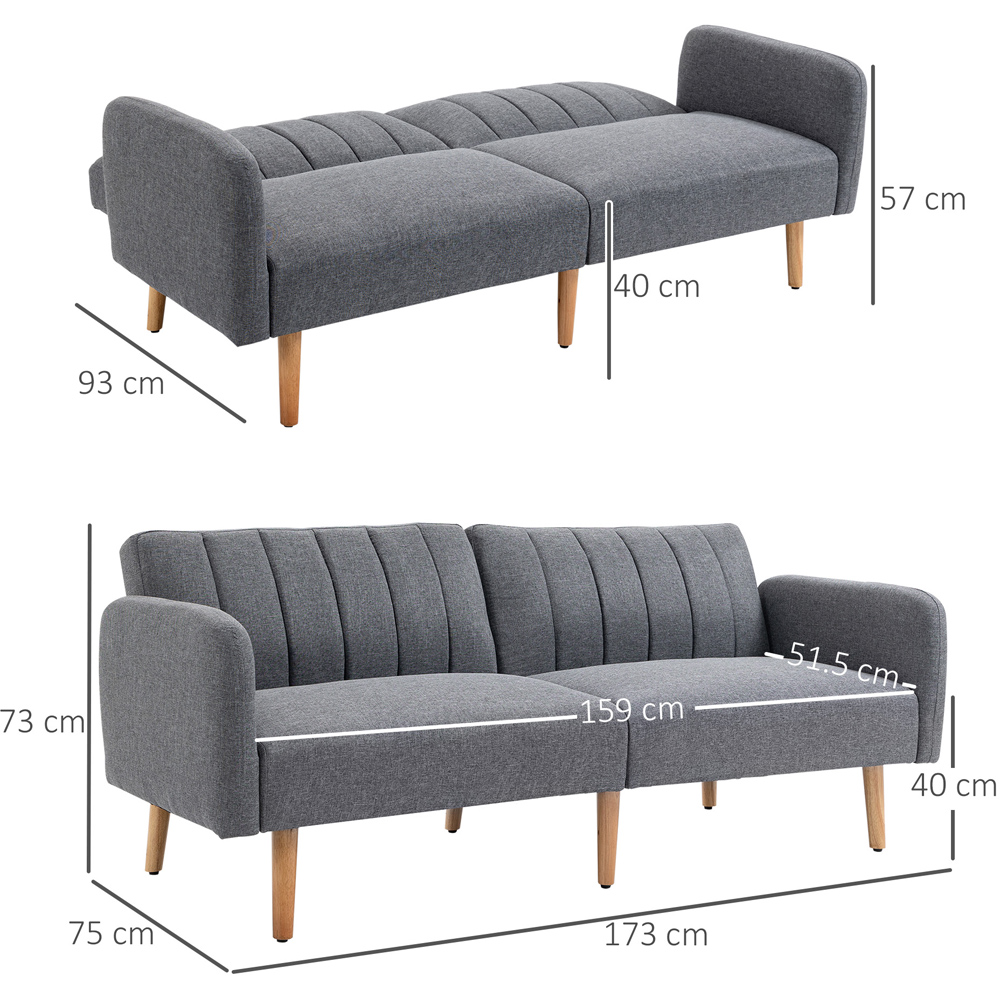 Portland 2 Seater Grey Sofa Bed Image 8