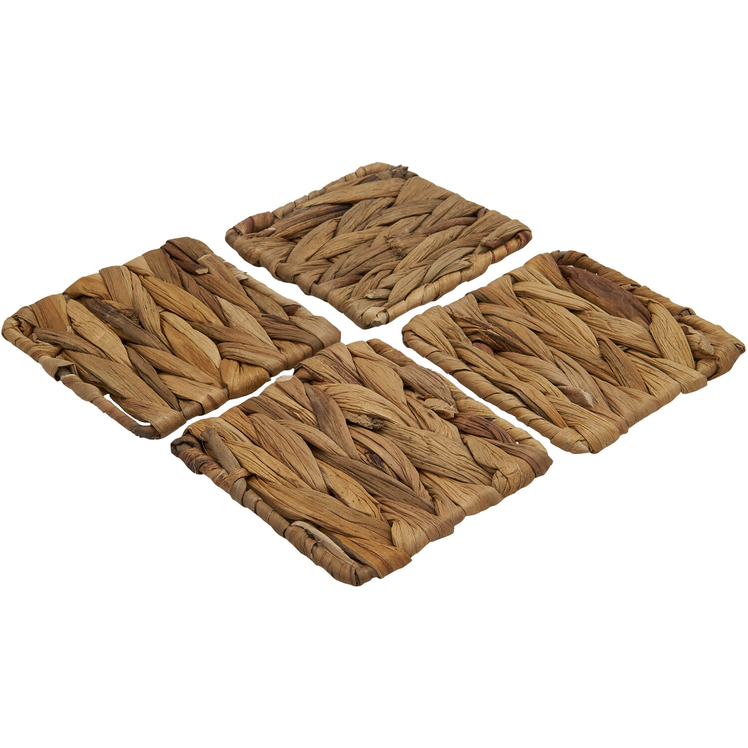 Pack of 4 SquareWater Hyacinth Coasters - Brown Image 3