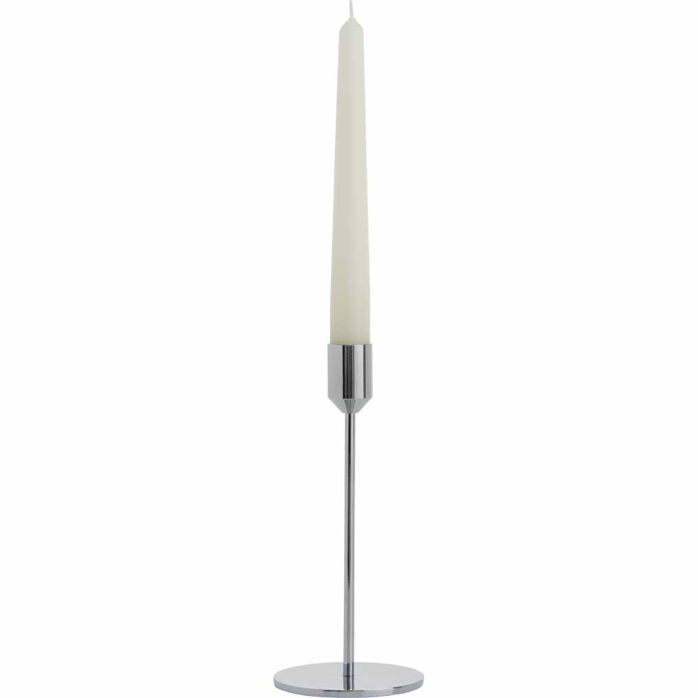 Wilko Small Silver Taper Candle Holder Image 2