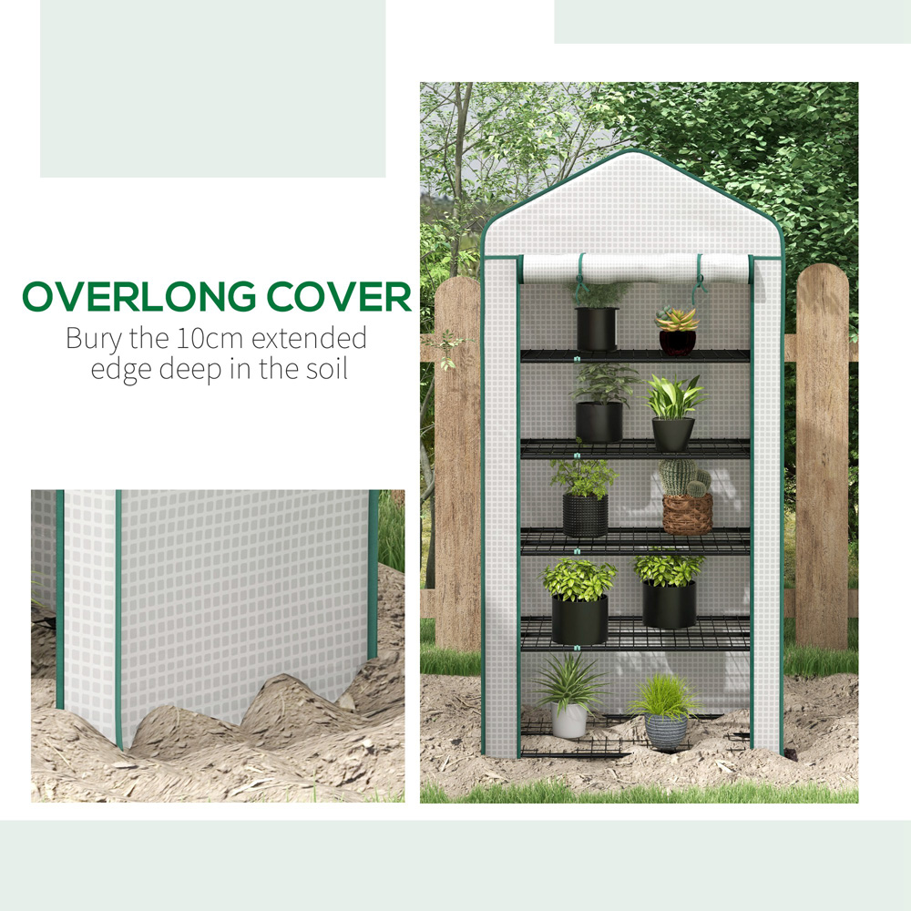 Outsunny White PE 3 x 1.6ft 5-Tier Widened Greenhouse Image 7