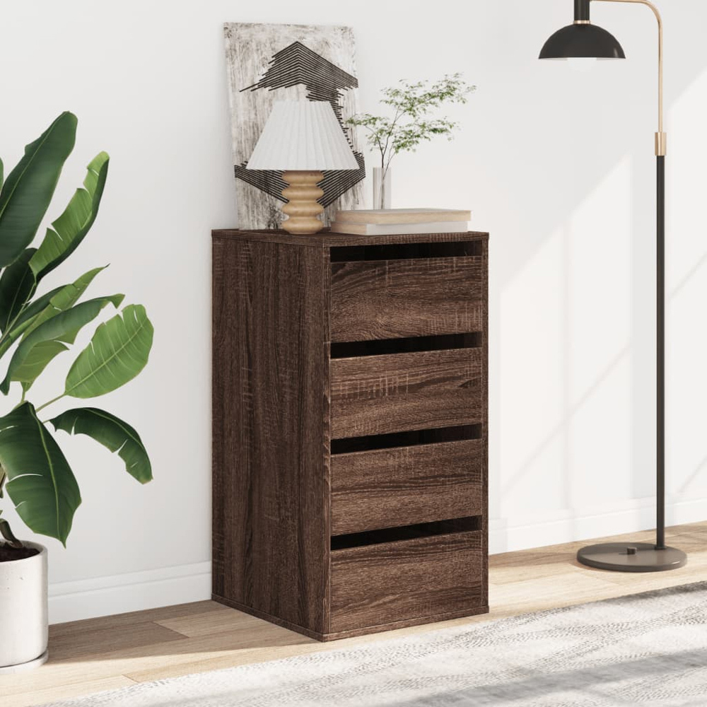 vidaXL 4 Drawer Brown Oak Wooden Chest of Drawers Image 8