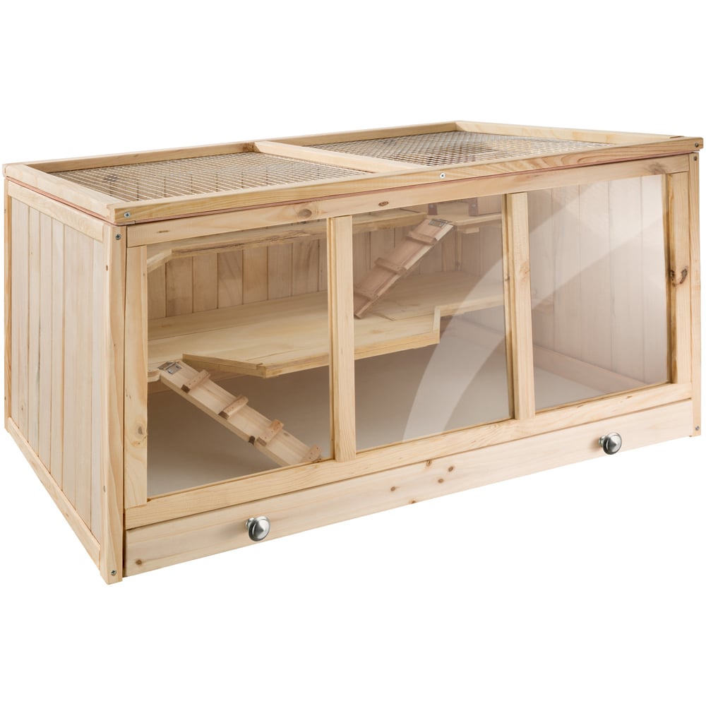 tectake Goldie Wooden Hamster Cage 95 x 50 x 50cm Image 1