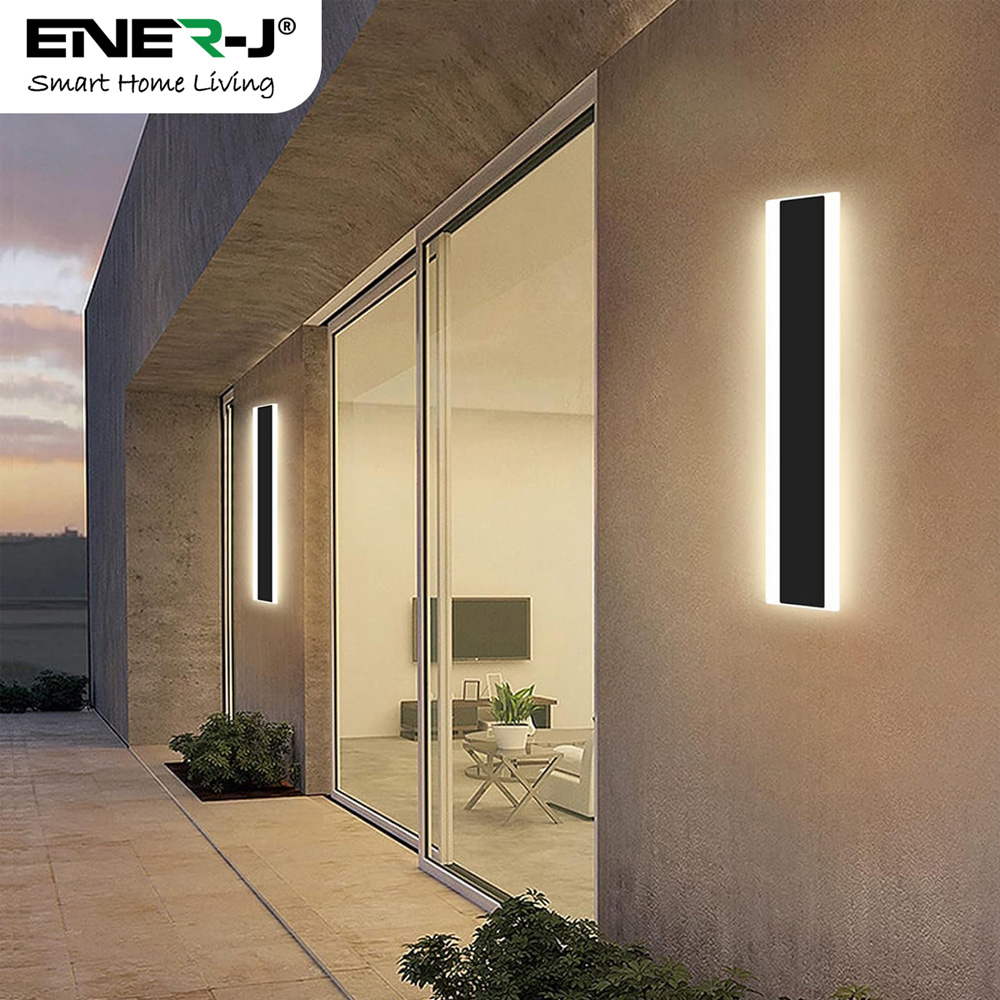 Ener-J 60 x 8cm Acrylic Black Warm White Outdoor Wall Light Image 3