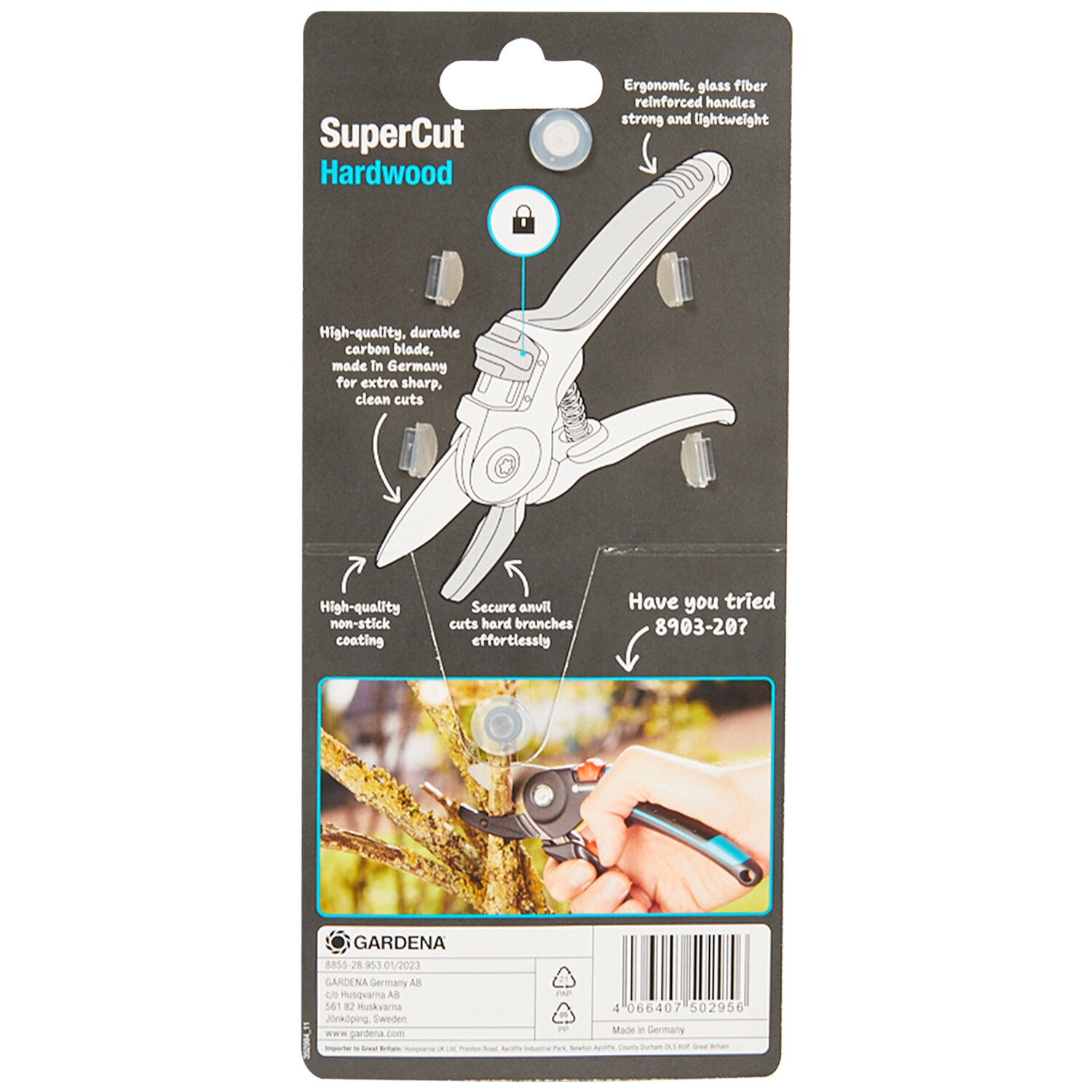 Gardena SuperCut Hardwood Secateurs - Blue Image 3