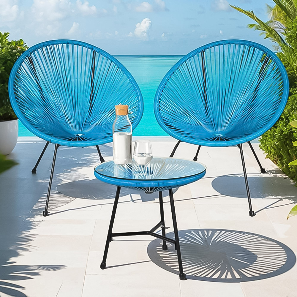 tectake Santana 2 Seater Blue Bristo Set Image 1