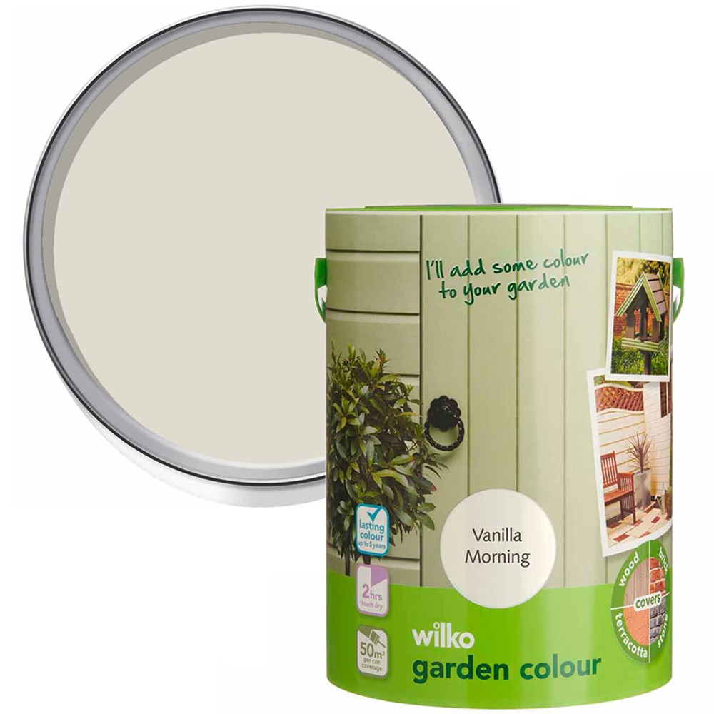 Wilko Garden Colour Vanilla Morning Wood Paint 5L Image 1