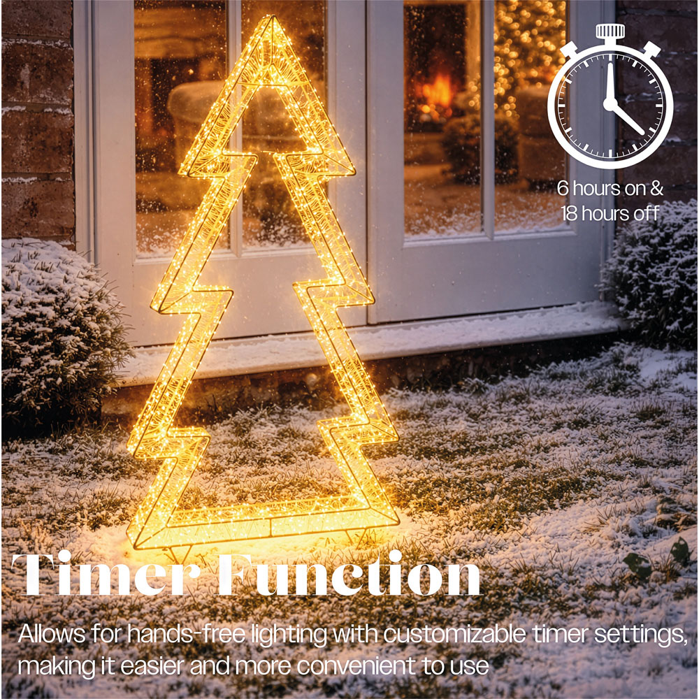 Xmas Haus 4800 Warm White Micro LED Gold Metal Christmas Tree Silhouette 70cm Image 7