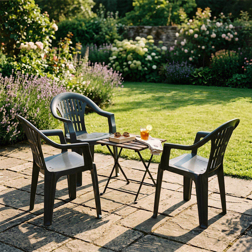 Harbour Housewares Milas Set of 6 Anthracite Garden Dining Chair Image 5