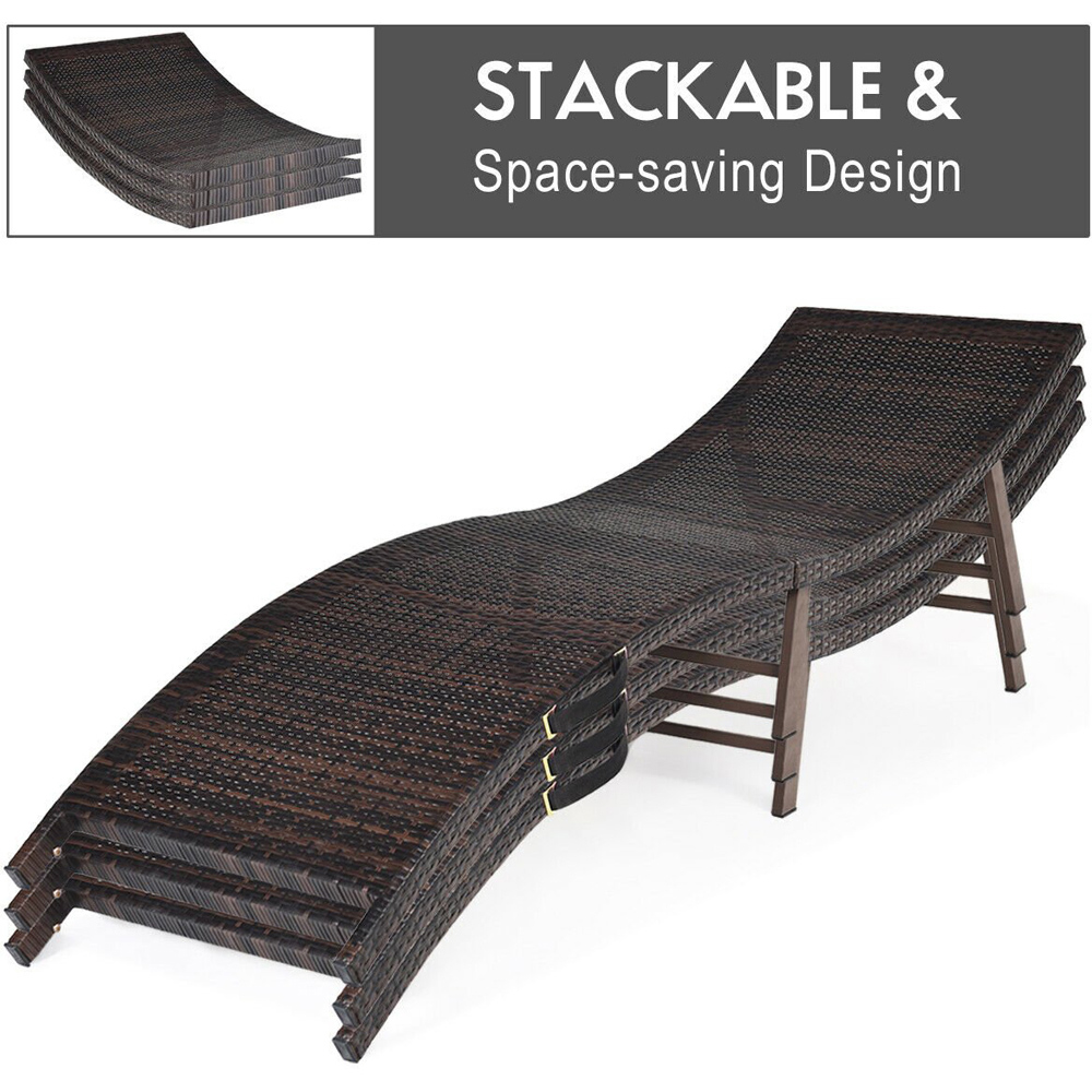 Costway Set of 2 Double Sided Cushioned Folding Sun Lounger Image 6