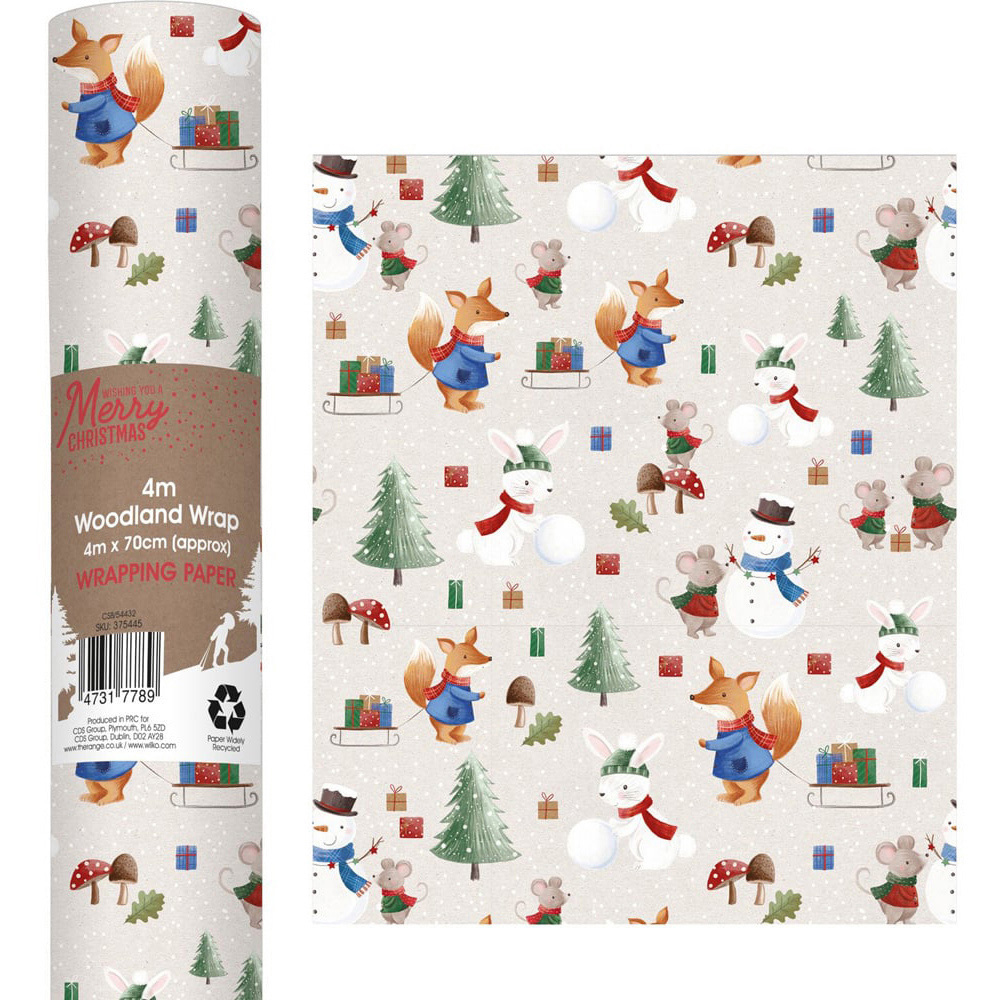 Cute Woodland Gift Wrap - Beige Image 2