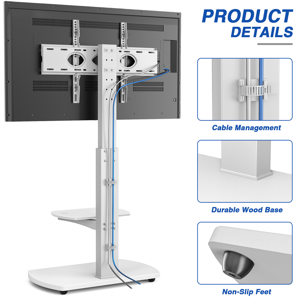 TTAP Single Shelf White Freestanding TV Stand Image 4