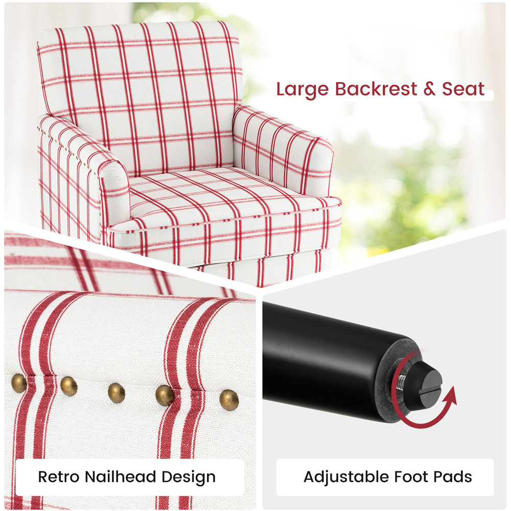 Costway Red Nailhead Trim Accent Chair Image 3