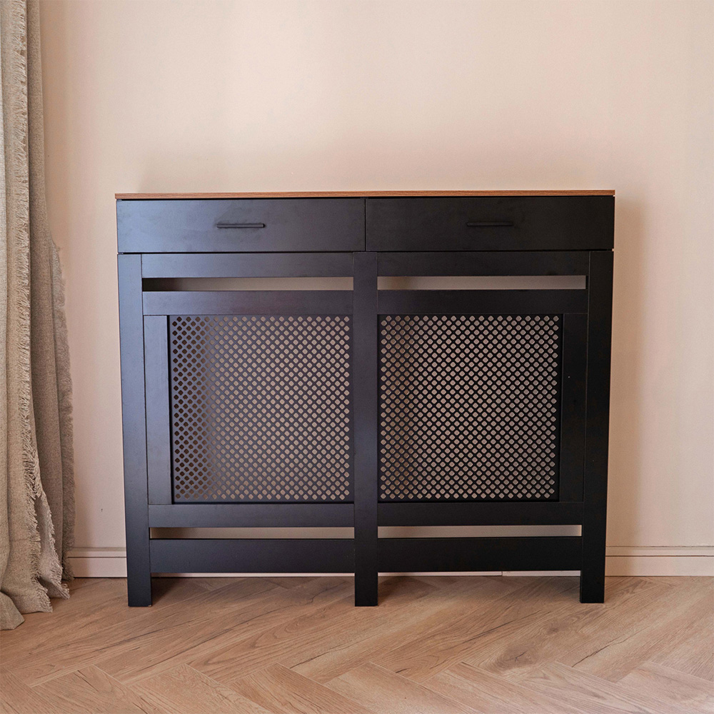 Portland 2 Drawer Black Radiator Cover Medium Image 2