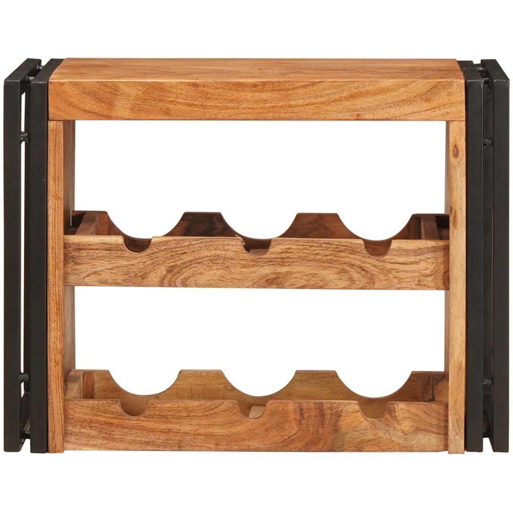 vidaXL 6 Bottle Brown Solid Acacia Wood Wall Mounted Wine Rack Image 2