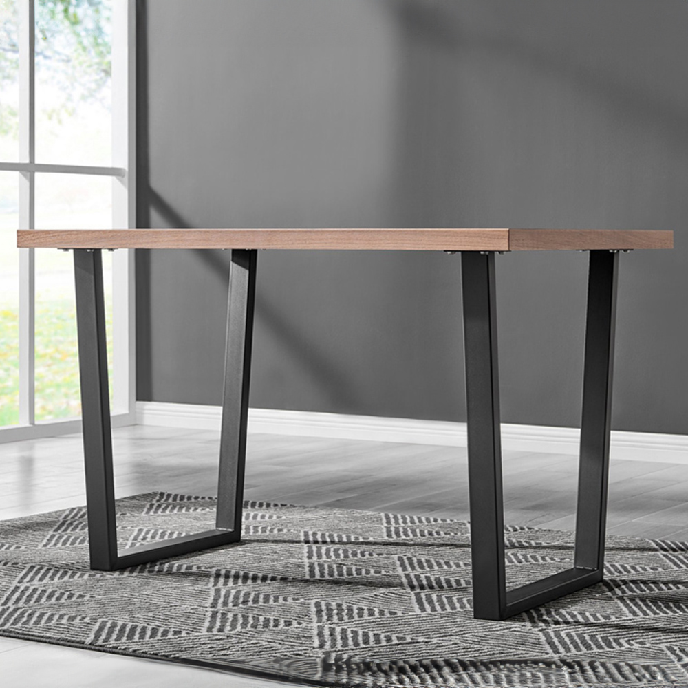 Furniturebox Solo Cesano 4 Seater Dining Set Brown Blue and Black Image 2