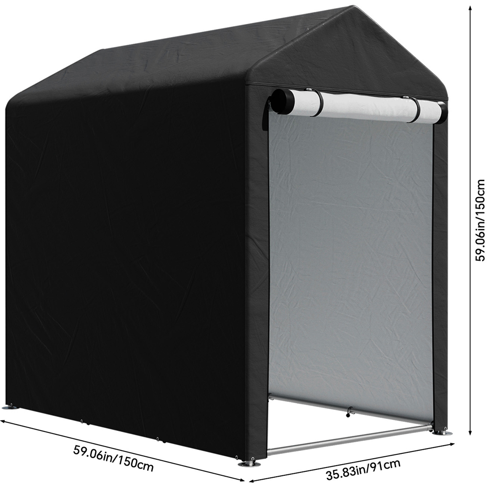 Living and Home 3 x 5ft Black Outdoor PE Bicycle Shelter Storage Shed Image 8