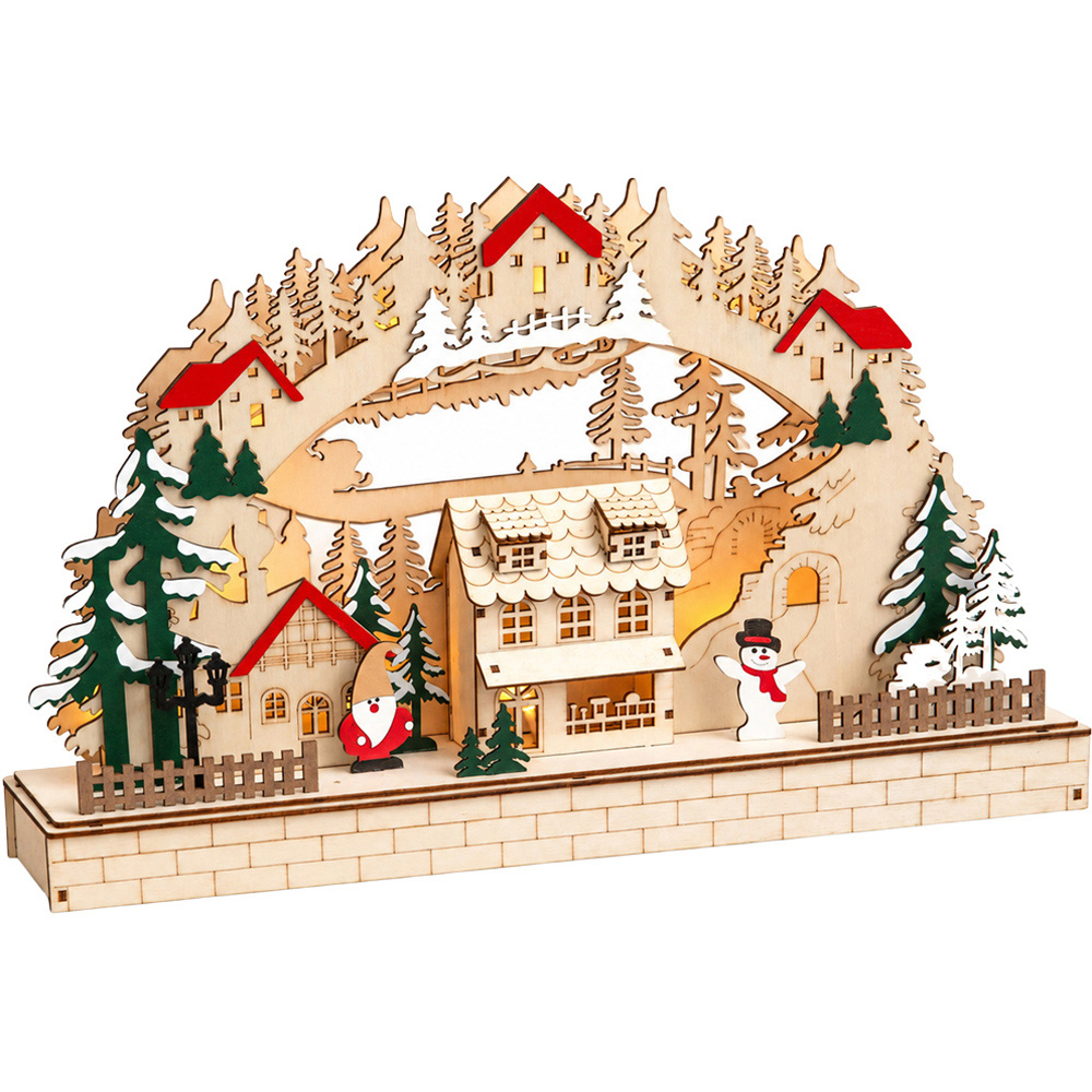 Samuel Alexander LED Wooden Christmas Candle Bridge Village Decoration 43cm Image 1
