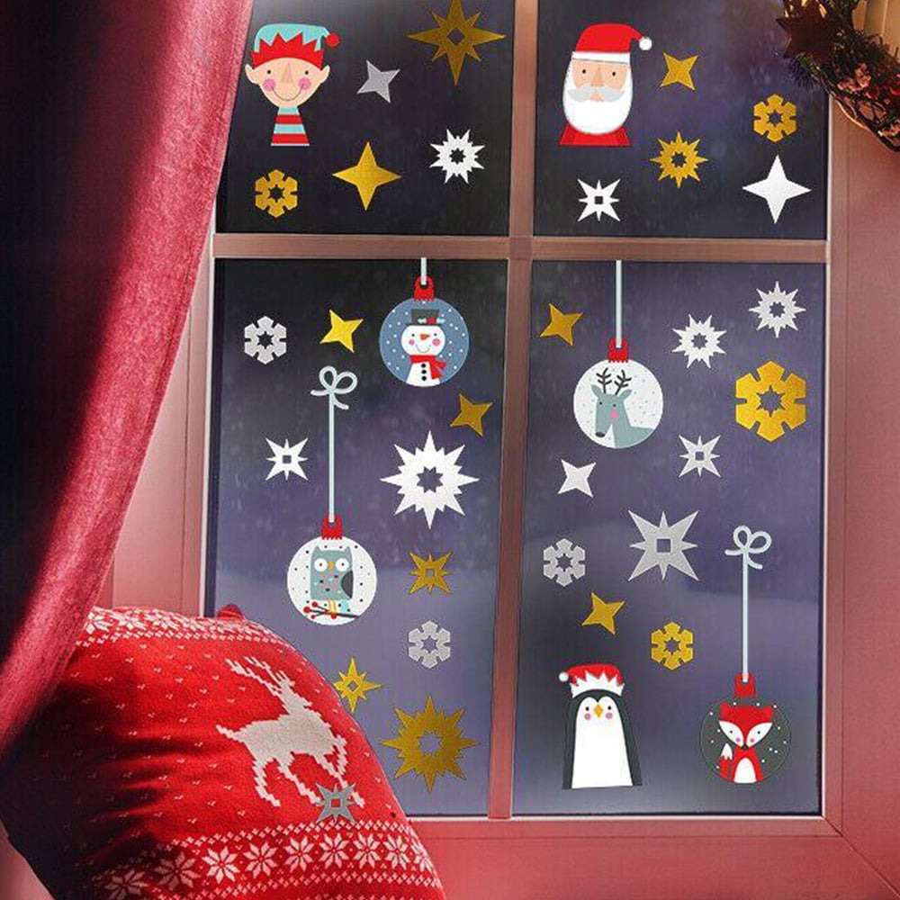 Walplus Golden and Silver Snowflakes Christmas Friends Self Adhesive Wall Stickers 133 Piece Image 3