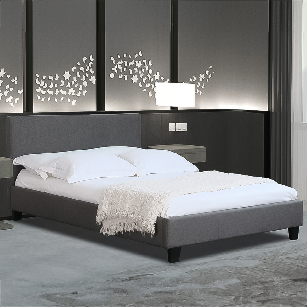 Brooklyn Small Double Dark Grey Hopsack Bed Frame Image 1