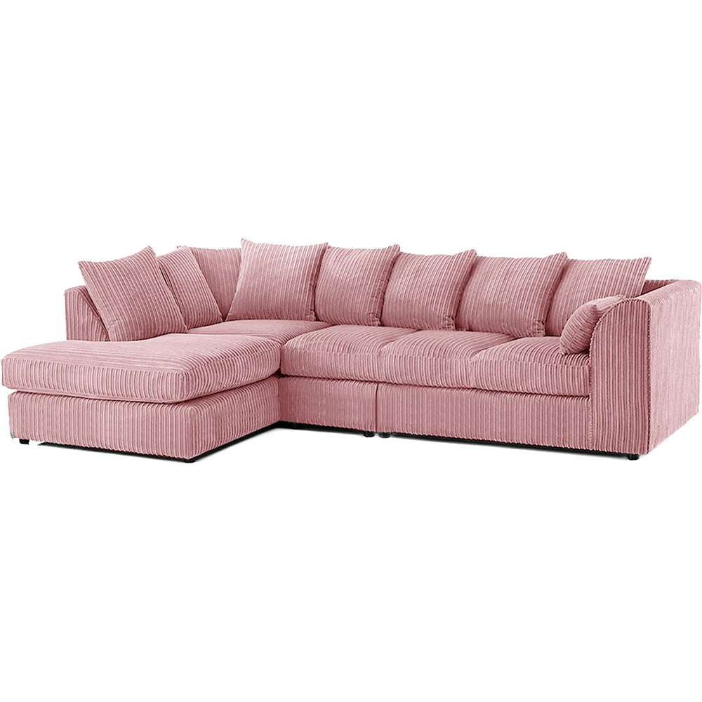 Luxor 4 Seater Pink Jumbo Cord Left Hand Facing Scatter Back L Shaped Corner Sofa Set Image 2