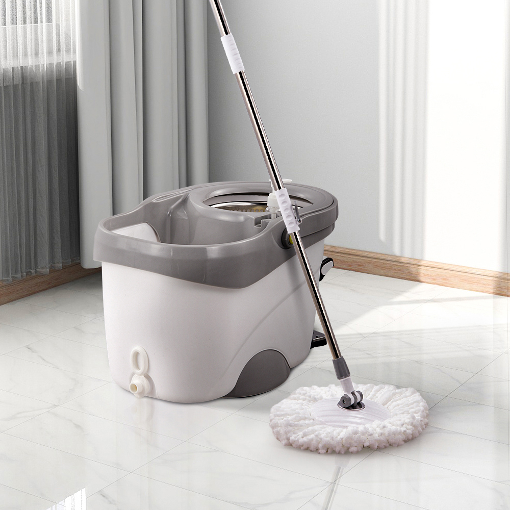 Living and Home Hands Free Foot Operated Spin Mop Bucket Set Image 2