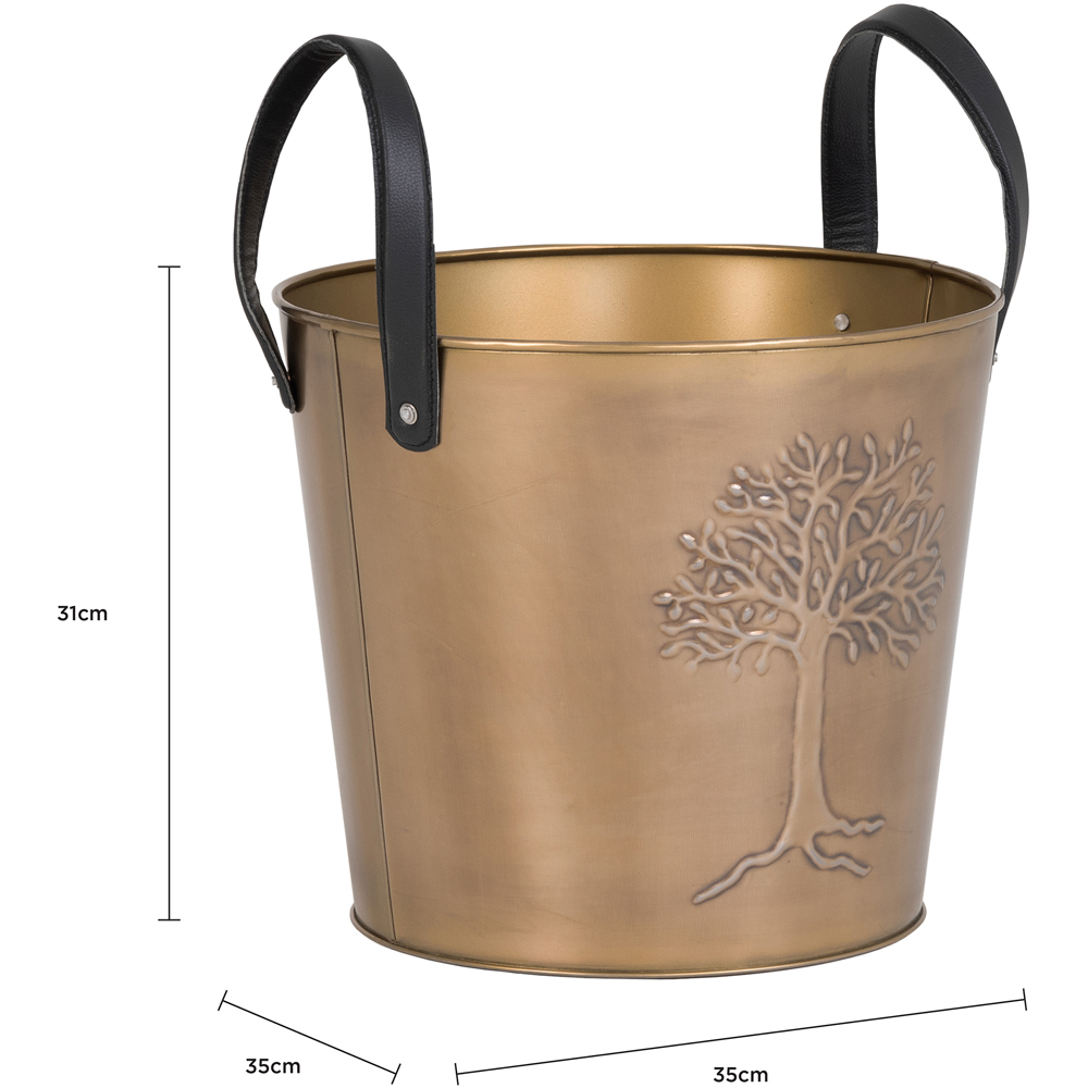 Charles Bentley Snug Mulberry Small Antique Gold Leather Handled Log Bucket Image 8
