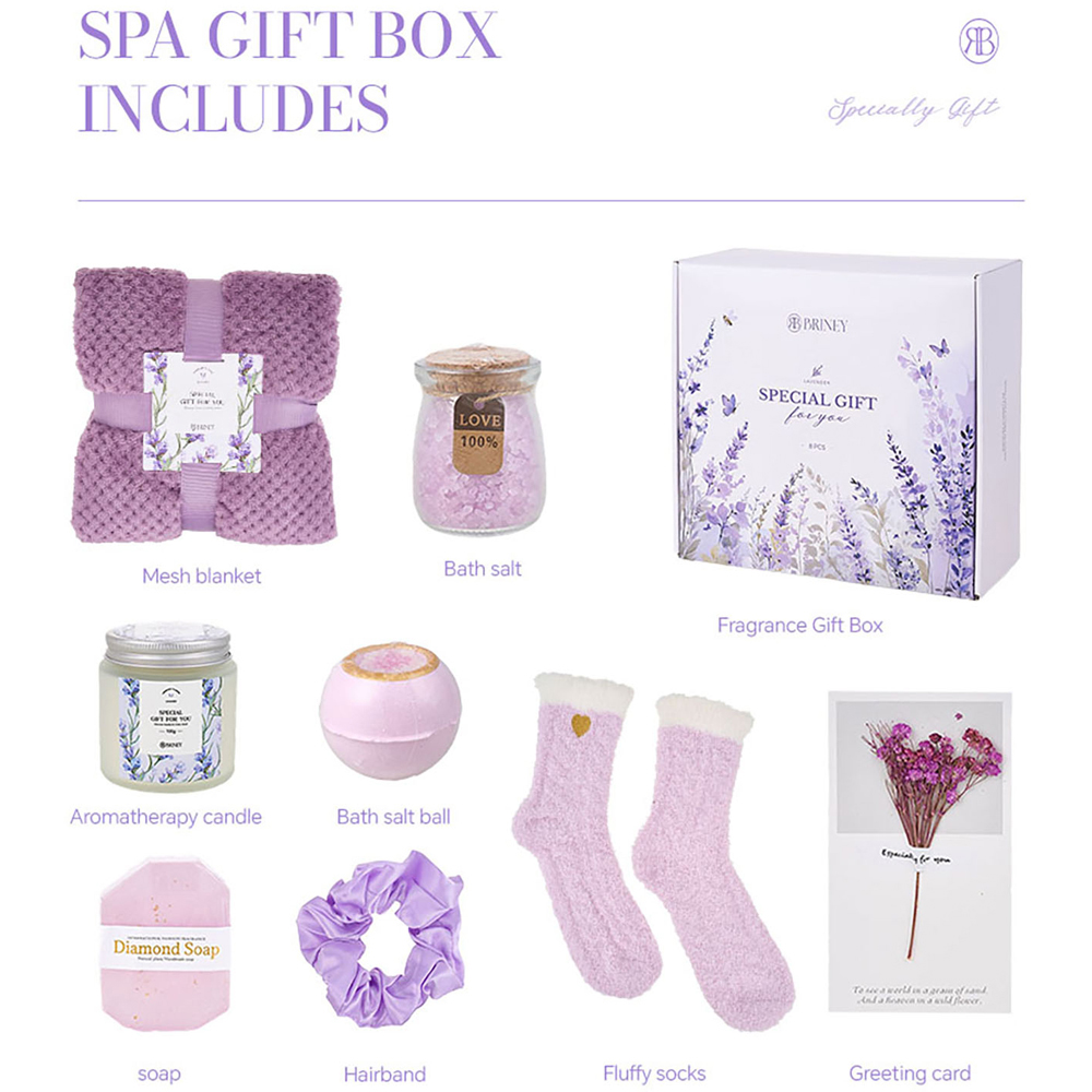 Living and Home Lavender Scented Spa Bath Gift Set with Candle Soap and Salts Image 5