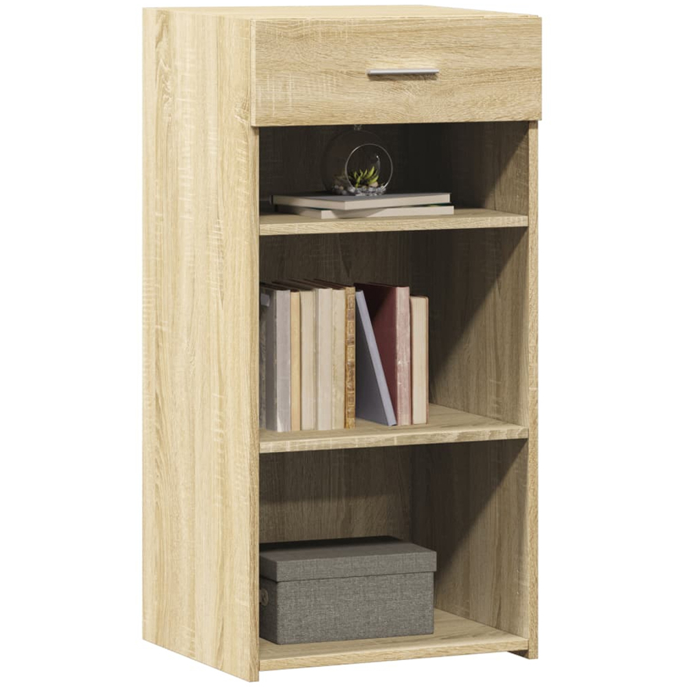 vidaXL Single Drawer 3 Shelf Sonoma Oak Slim Sideboard Image 3