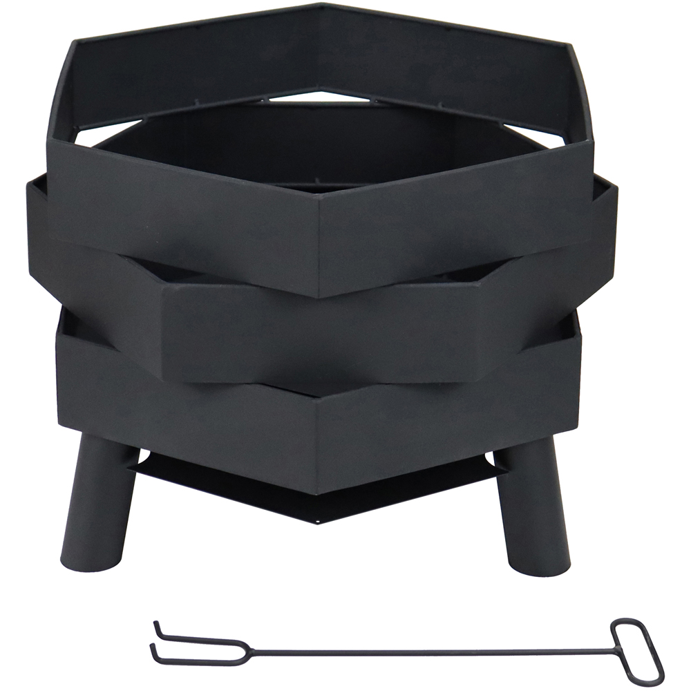 Charles Bentley Snug Santiago Hexagonal Black Powder Coated Steel Firepit Image 1