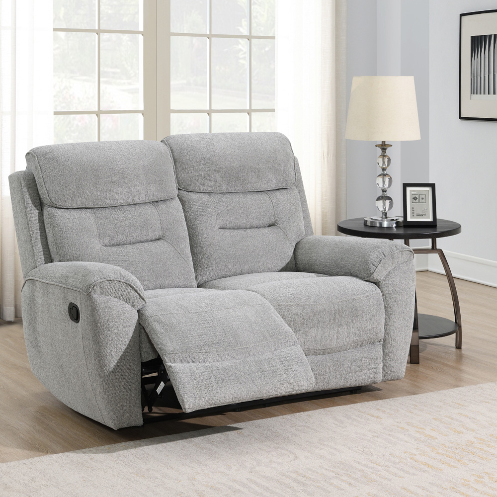 Clinton 2 Seater Light Grey Manual Recliner Sofa Image 4