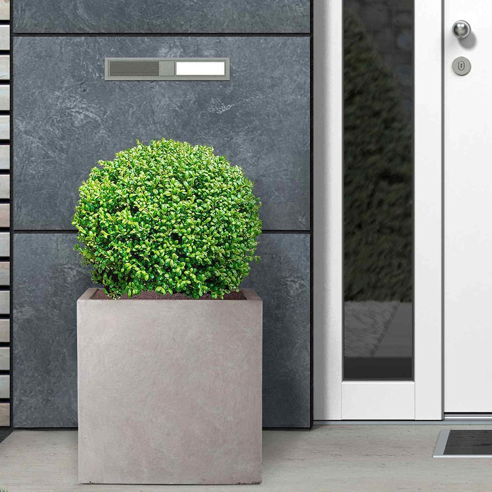 wilko Flower Box Square Grey Light Concrete Outdoor Planter 40cm Image 2