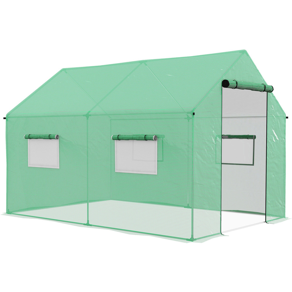 Outsunny Green Polyethylene 6.5 x 9.8ft Walk In Greenhouse Image 1
