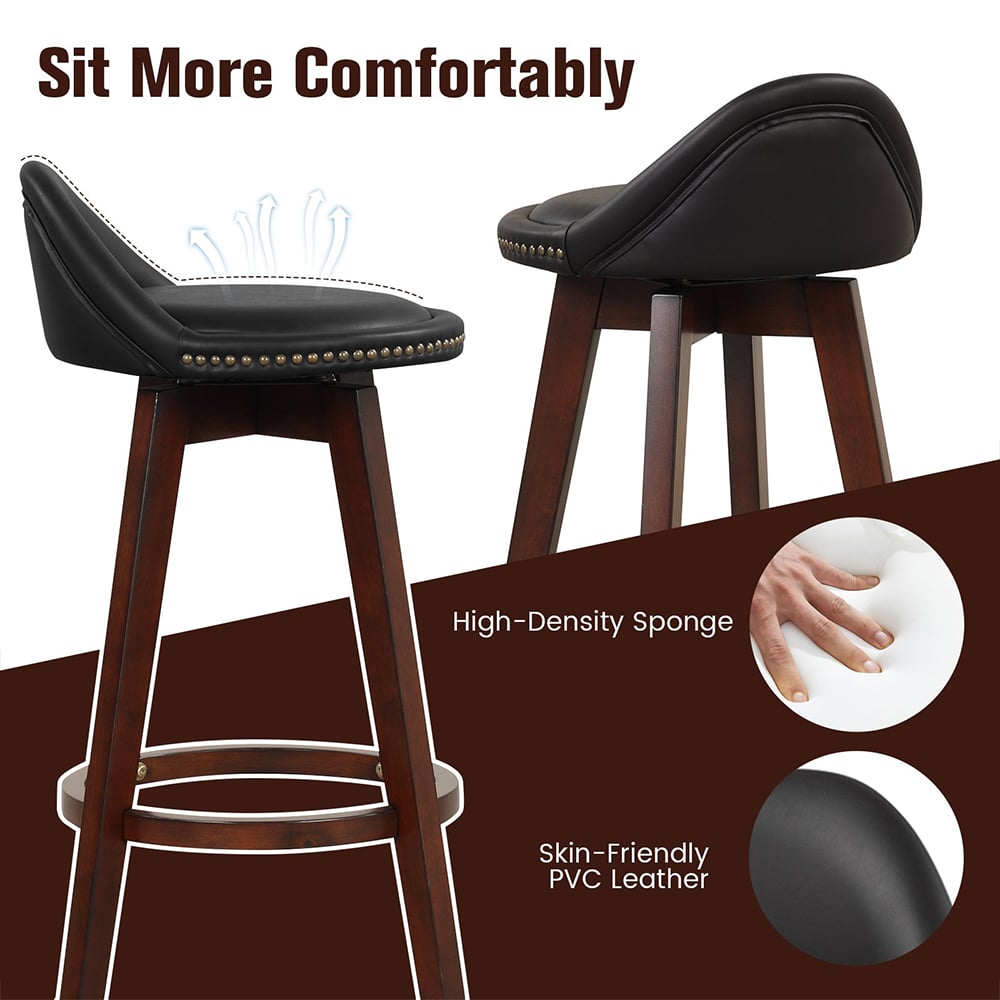 Costway Black Swivel Bar Stool Set of 2 Image 4