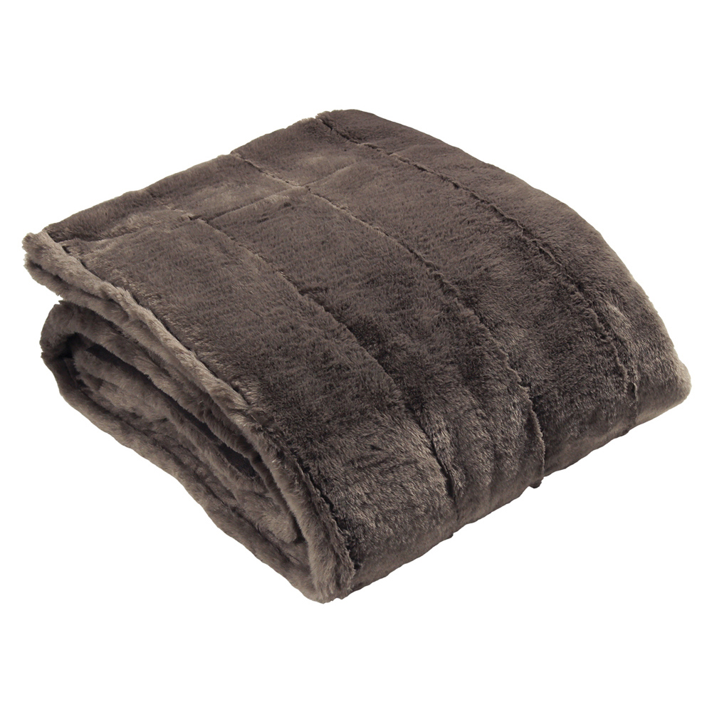 Paoletti Empress Taupe Faux Fur Throw 130 x 180cm Image 3