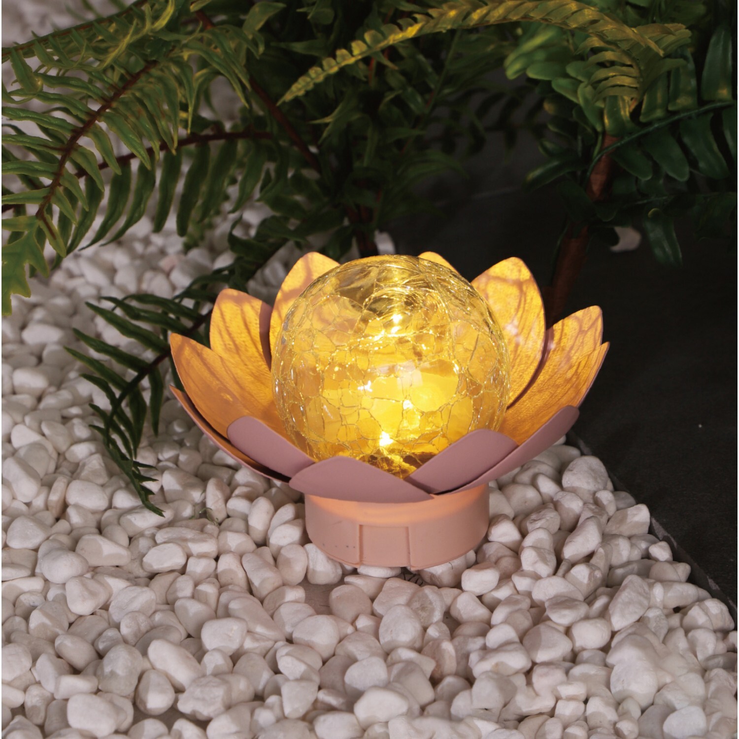 Solar Lotus Crackle Glass Light Image 5
