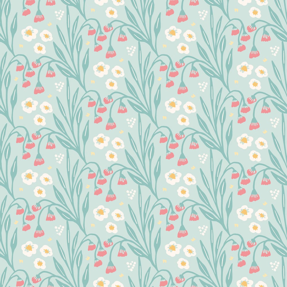 Hoopla Walls Meadow Stripe Seafoam and Coral Non Woven Wallpaper Image 1