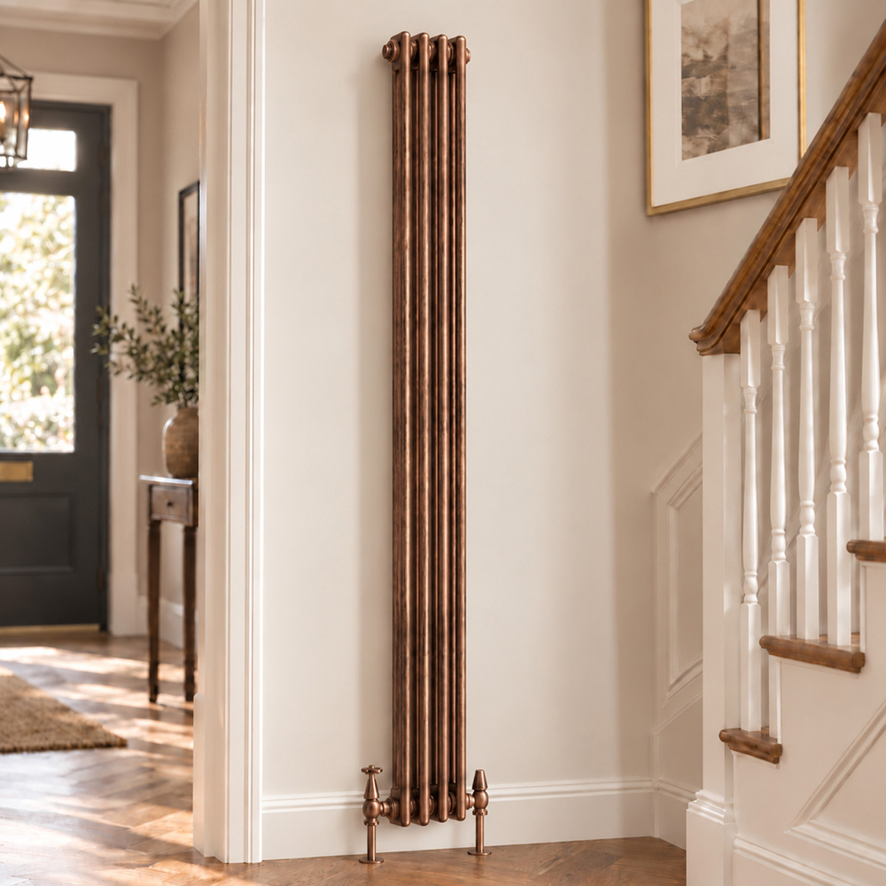 Go Bathrooms Clarence Antique Copper 2 Column 4 Section Radiator 1800 x 200mm Image 2